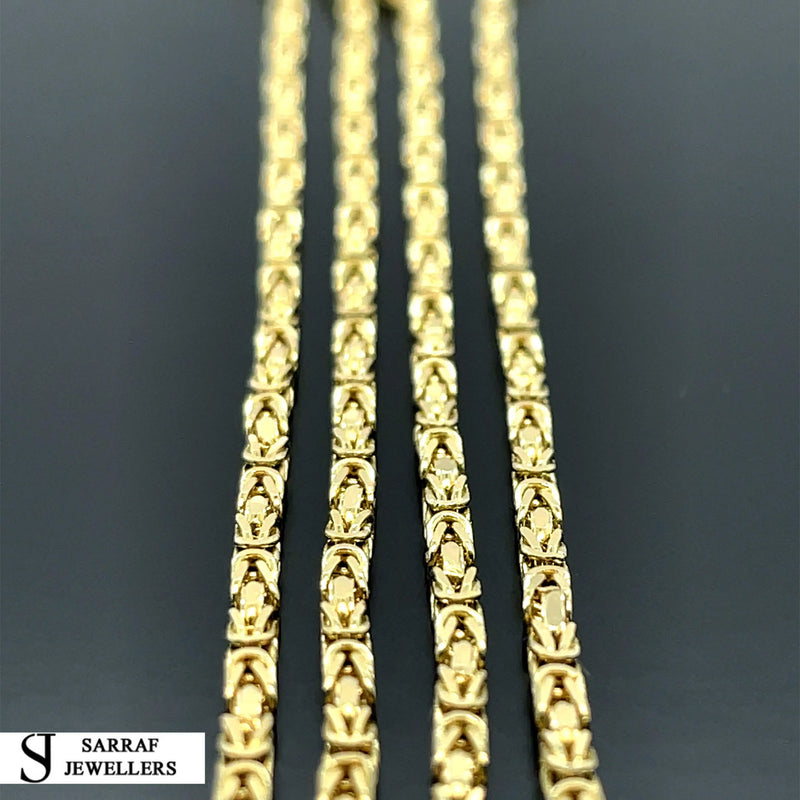 14ct Gold 2mm Byzantine Chain Bracelet Mens & Womens 18 20 22 24 26 Inch Lengths - Sarraf Jewellers