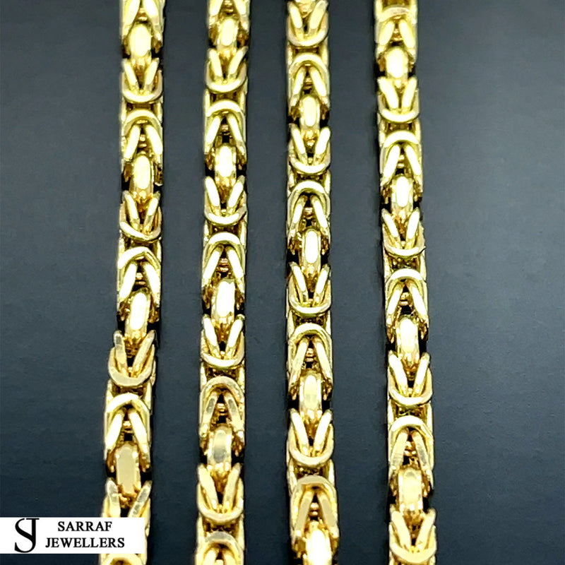 14ct Gold 2mm Byzantine Chain Bracelet Mens & Womens 18 20 22 24 26 Inch Lengths - Sarraf Jewellers