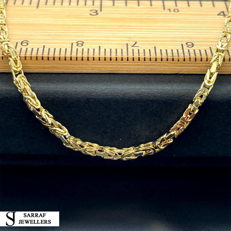 14ct Gold 2mm Byzantine Chain Bracelet Mens & Womens 18 20 22 24 26 Inch Lengths - Sarraf Jewellers