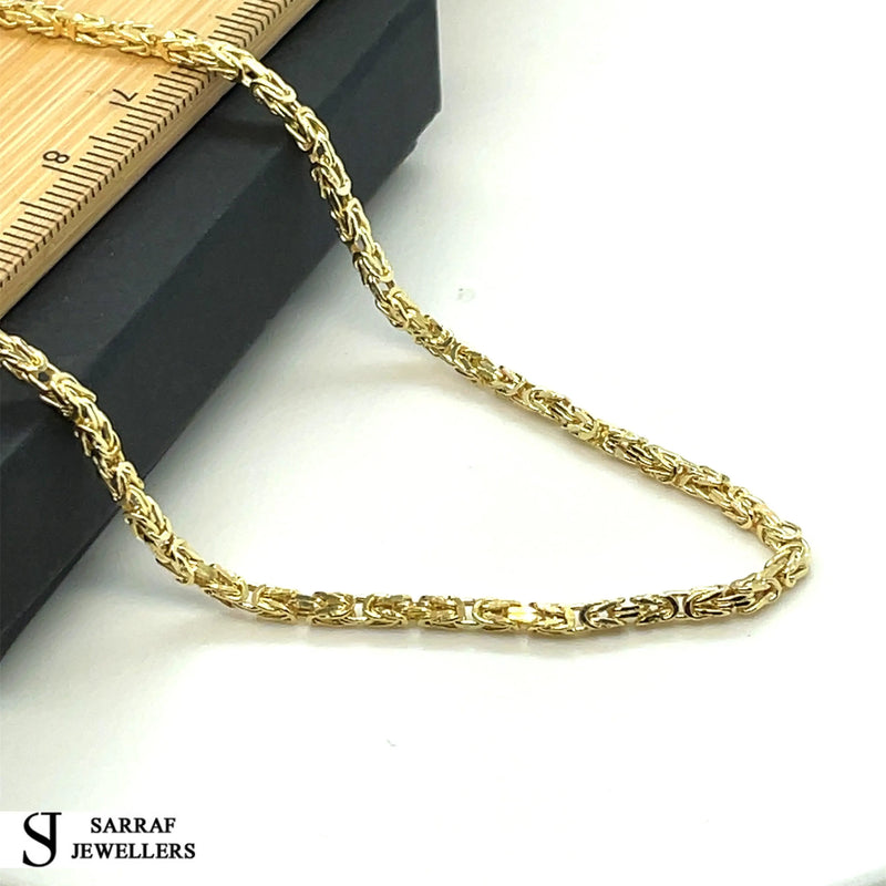 14ct Gold 2mm Byzantine Chain Bracelet Mens & Womens 18 20 22 24 26 Inch Lengths - Sarraf Jewellers