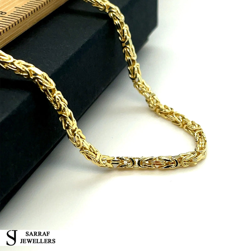 14ct Gold 2mm Byzantine Chain Bracelet Mens & Womens 18 20 22 24 26 Inch Lengths - Sarraf Jewellers