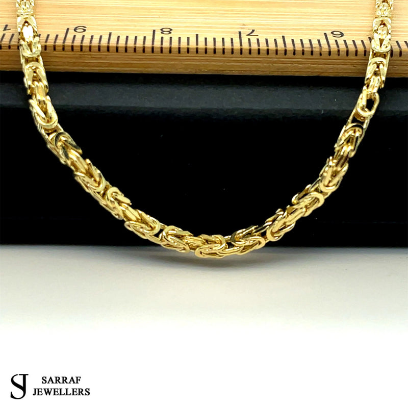 14ct Gold 2mm Byzantine Chain Bracelet Mens & Womens 18 20 22 24 26 Inch Lengths - Sarraf Jewellers