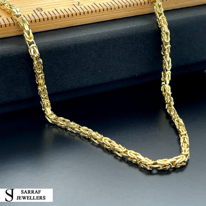 14ct Gold 2mm Byzantine Chain Bracelet Mens & Womens 18 20 22 24 26 Inch Lengths - Sarraf Jewellers