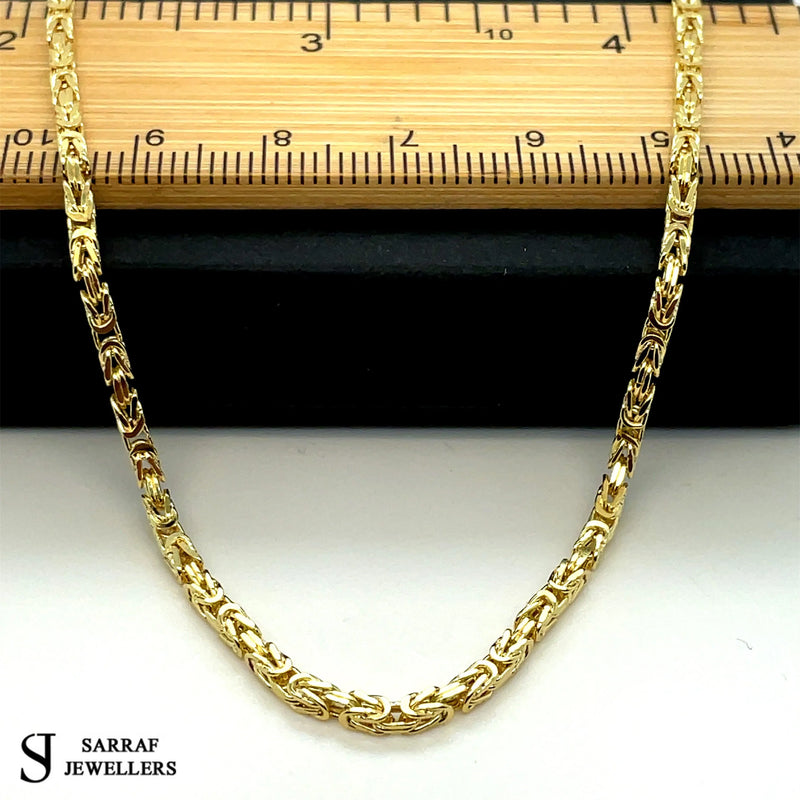 14ct Gold 2mm Byzantine Chain Bracelet Mens & Womens 18 20 22 24 26 Inch Lengths - Sarraf Jewellers