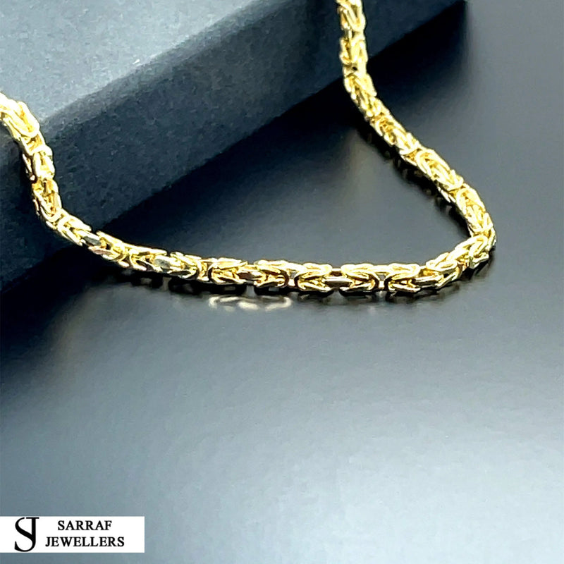 14ct Gold 2mm Byzantine Chain Bracelet Mens & Womens 18 20 22 24 26 Inch Lengths - Sarraf Jewellers