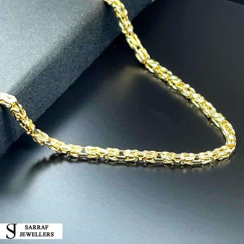 14ct Gold 2mm Byzantine Chain Bracelet Mens & Womens 18 20 22 24 26 Inch Lengths - Sarraf Jewellers