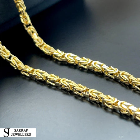 14ct Gold 2mm Byzantine Chain Bracelet Mens & Womens 18 20 22 24 26 Inch Lengths - Sarraf Jewellers