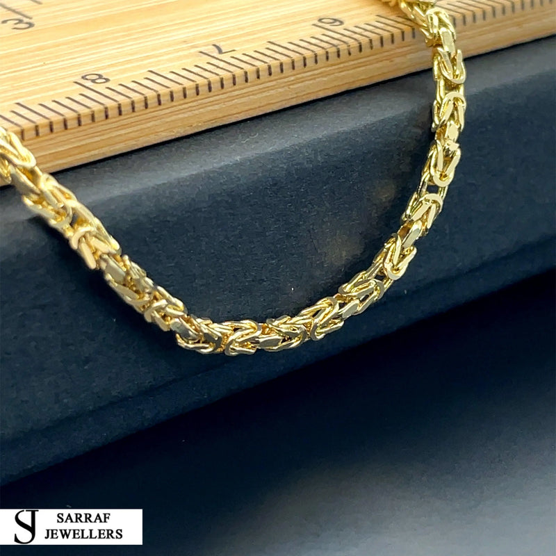 14ct Gold 2mm Byzantine Chain Bracelet Mens & Womens 18 20 22 24 26 Inch Lengths - Sarraf Jewellers