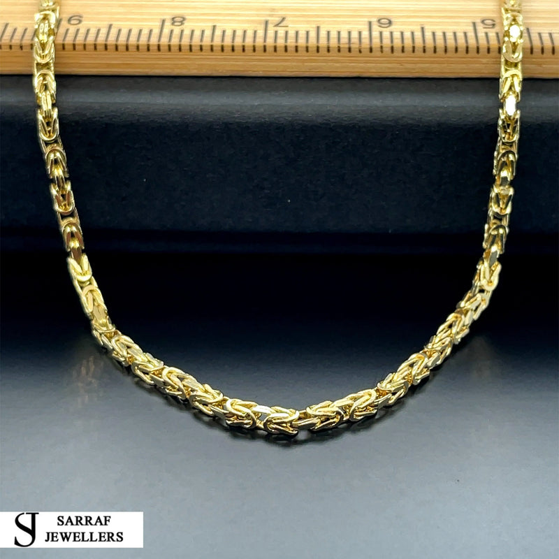 14ct Gold 2mm Byzantine Chain Bracelet Mens & Womens 18 20 22 24 26 Inch Lengths - Sarraf Jewellers