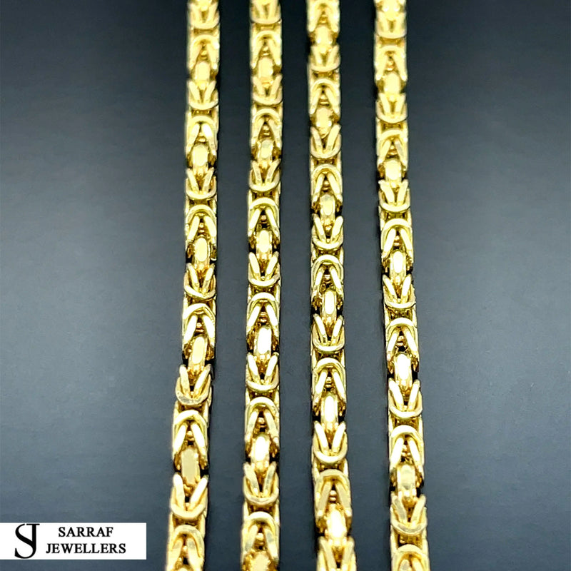 14ct Gold 2mm Byzantine Chain Bracelet Mens & Womens 18 20 22 24 26 Inch Lengths - Sarraf Jewellers