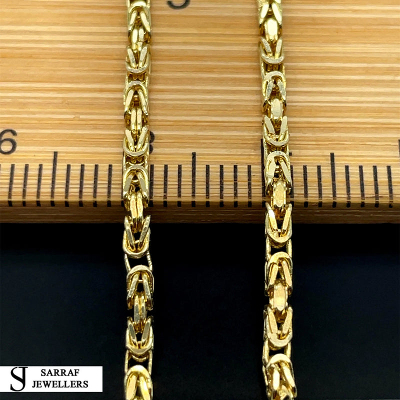 14ct Gold 2mm Byzantine Chain Bracelet Mens & Womens 18 20 22 24 26 Inch Lengths - Sarraf Jewellers