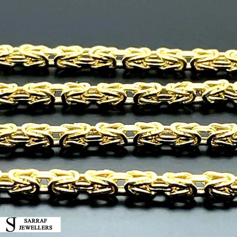 14ct Gold 2mm Byzantine Chain Bracelet Mens & Womens 18 20 22 24 26 Inch Lengths - Sarraf Jewellers