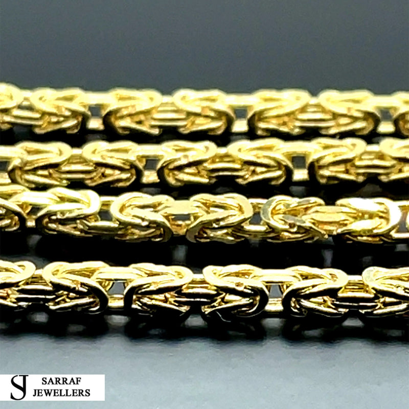 14ct Gold 2mm Byzantine Chain Bracelet Mens & Womens 18 20 22 24 26 Inch Lengths - Sarraf Jewellers