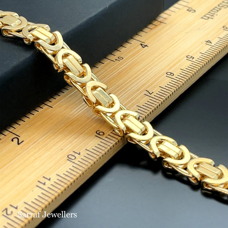 Flat Byzantine Bracelet 9ct Yellow Gold | Shop Online Sarraf Jewellers UK