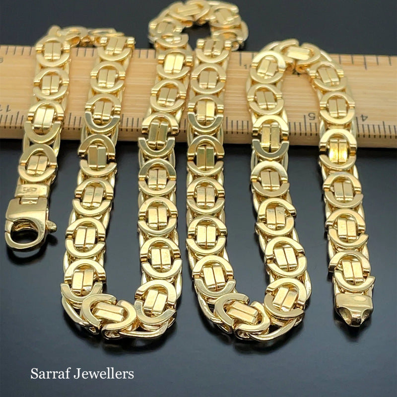 Flat Byzantine Chain 9ct Gold Necklace | Shop Online Sarraf Jewellers