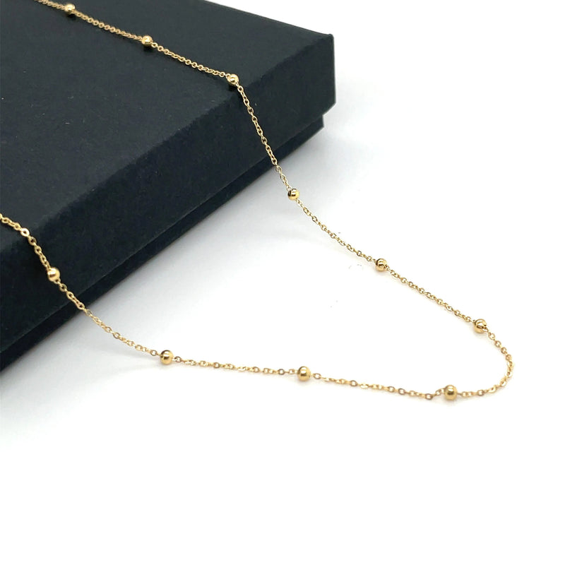 9ct Gold Beaded Flat Trace Chain | Shop Online Sarraf Jewellers UK - Sarraf Jewellers