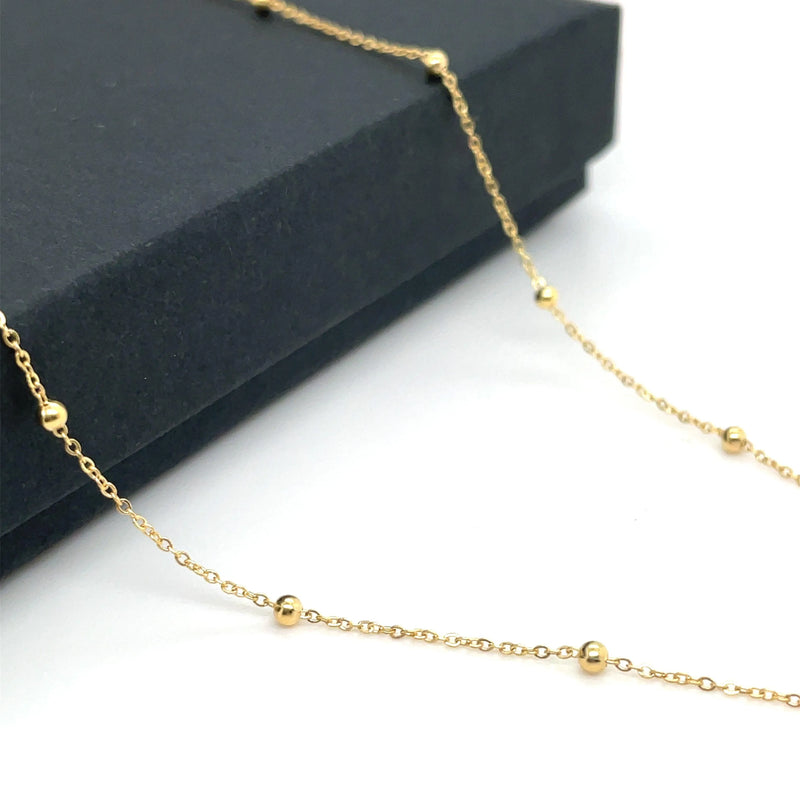 9ct Gold Beaded Flat Trace Chain | Shop Online Sarraf Jewellers UK - Sarraf Jewellers