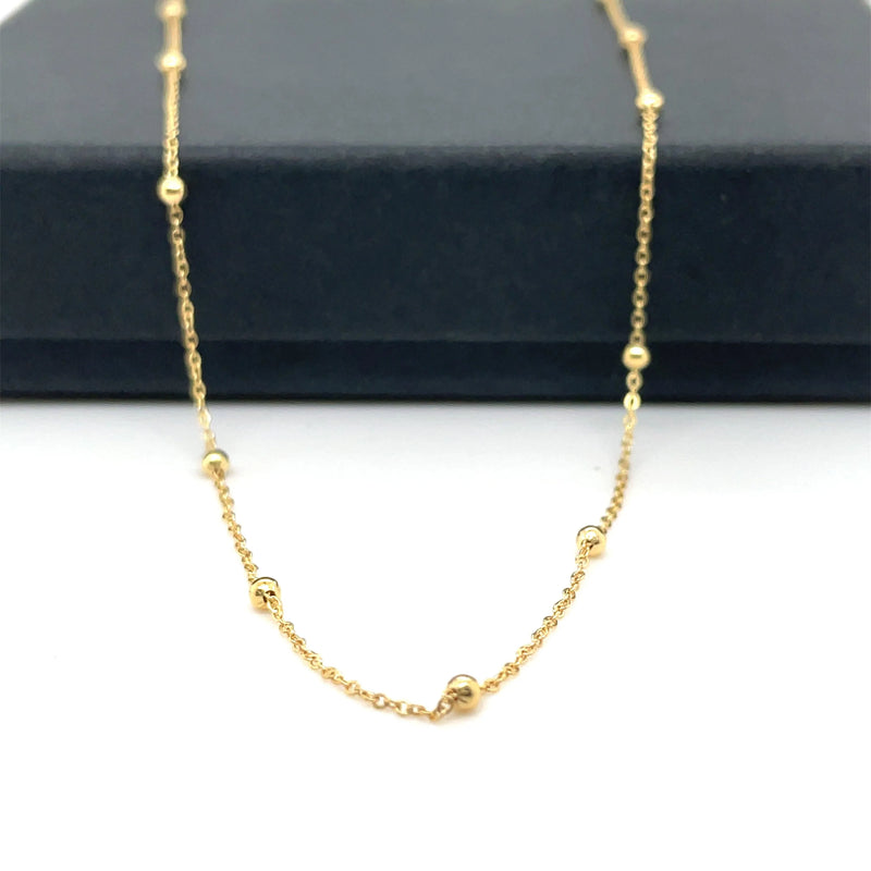 9ct Gold Beaded Flat Trace Chain | Shop Online Sarraf Jewellers UK - Sarraf Jewellers