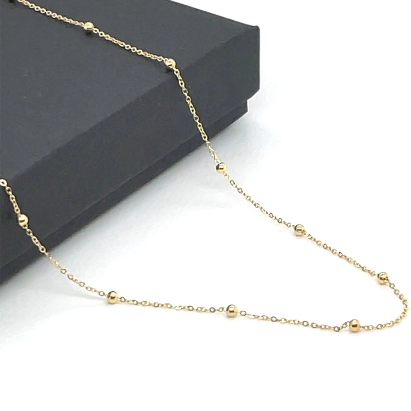 9ct Gold Beaded Flat Trace Chain | Shop Online Sarraf Jewellers UK - Sarraf Jewellers