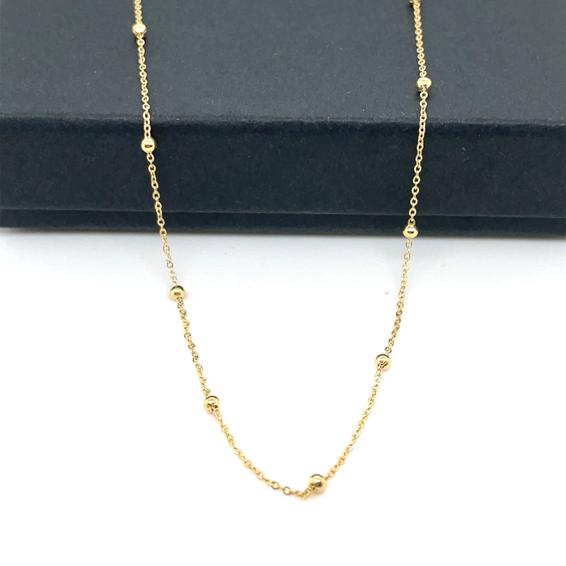 9ct Gold Beaded Flat Trace Chain | Shop Online Sarraf Jewellers UK - Sarraf Jewellers