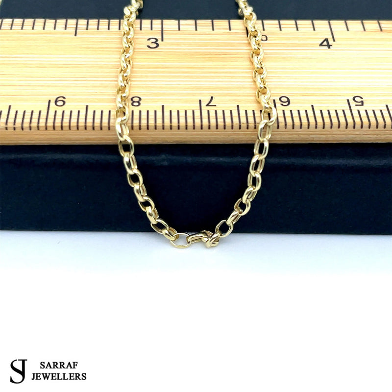 9ct Gold Belcher Chain Diamond Cut Hollow Necklace | Sarraf Jewellers UK - Sarraf Jewellers