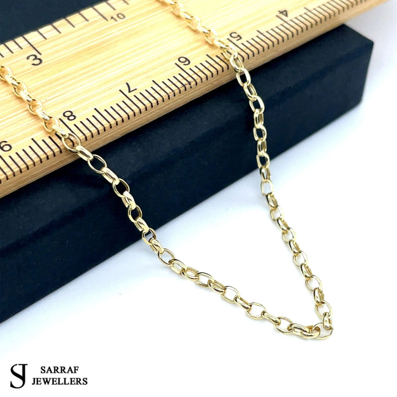 9ct Gold Belcher Chain Diamond Cut Hollow Necklace | Sarraf Jewellers UK - Sarraf Jewellers