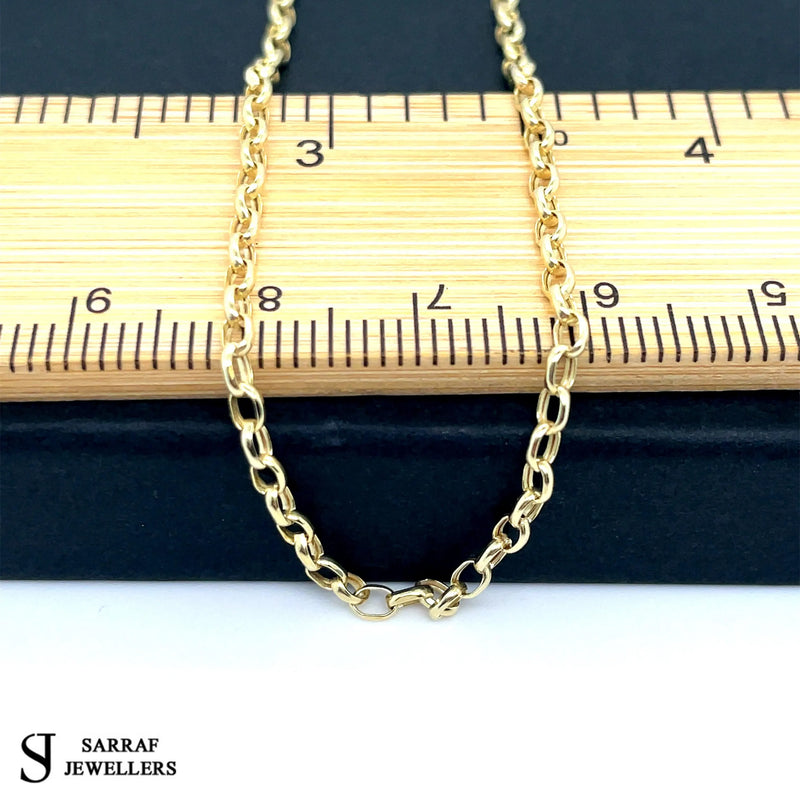 9ct Gold Belcher Chain Diamond Cut Hollow Necklace | Sarraf Jewellers UK - Sarraf Jewellers