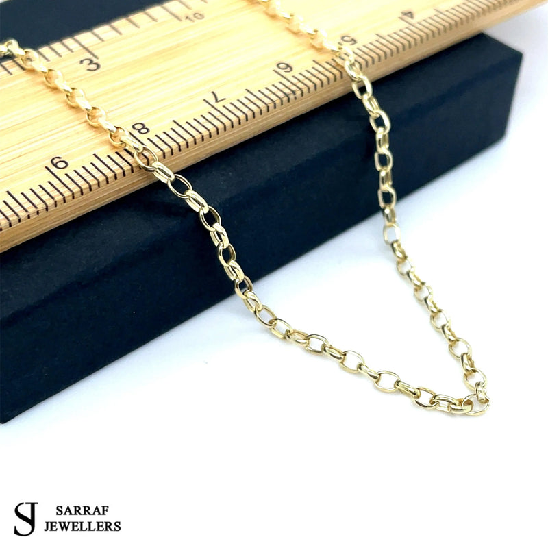 9ct Gold Belcher Chain Diamond Cut Hollow Necklace | Sarraf Jewellers UK - Sarraf Jewellers