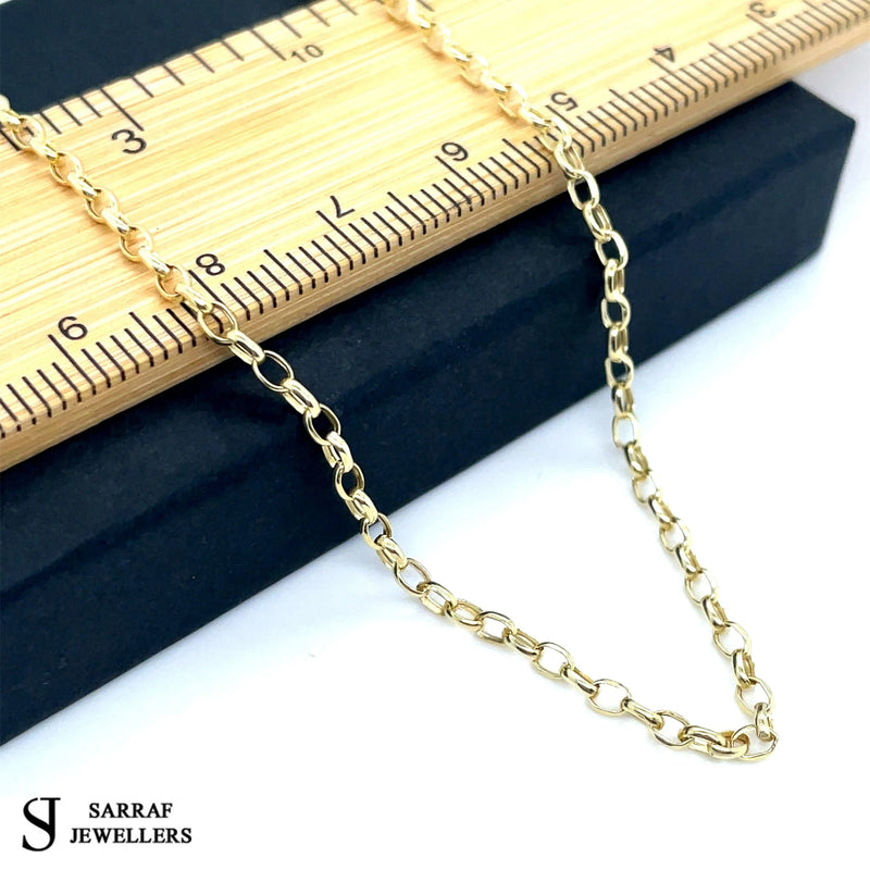 9ct Gold Belcher Chain Diamond Cut Hollow Necklace | Sarraf Jewellers UK - Sarraf Jewellers