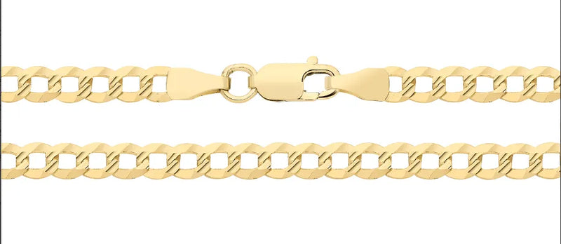 9ct Gold Diamond Cut Flat Curb Chain | Shop Online Sarraf Jewellers UK - Sarraf Jewellers