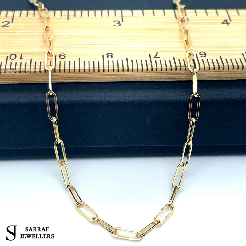 9ct Gold Paperclip Necklaces | Shop Online Sarraf Jewellers UK - Sarraf Jewellers