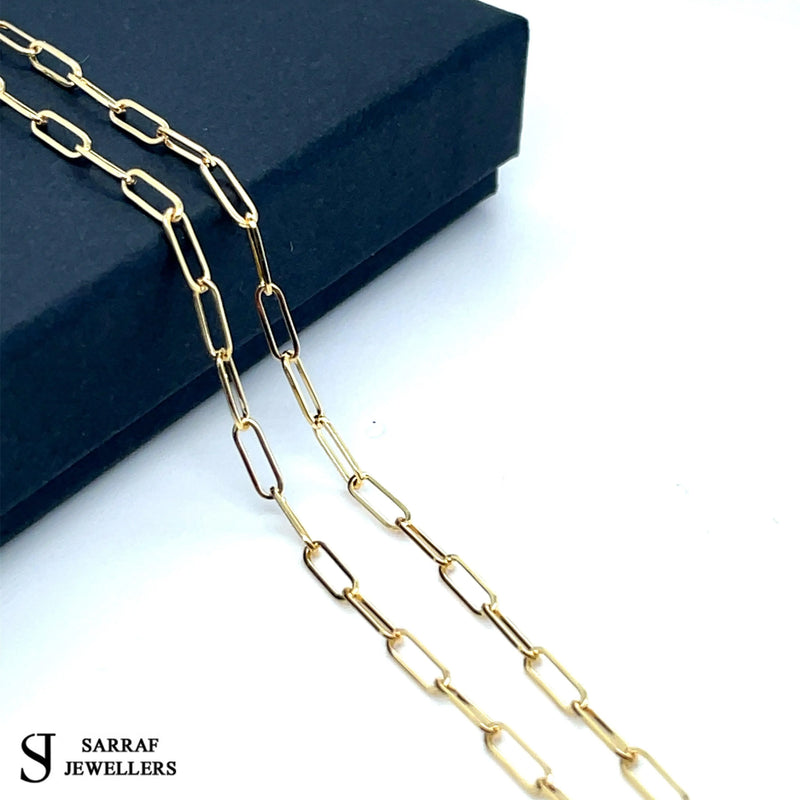 9ct Gold Paperclip Necklaces | Shop Online Sarraf Jewellers UK - Sarraf Jewellers