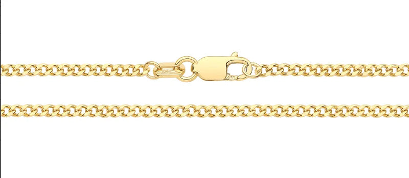 9ct Gold Semi Solid Close Curb Link Chain | Shop Online Sarraf Jewellers UK - Sarraf Jewellers