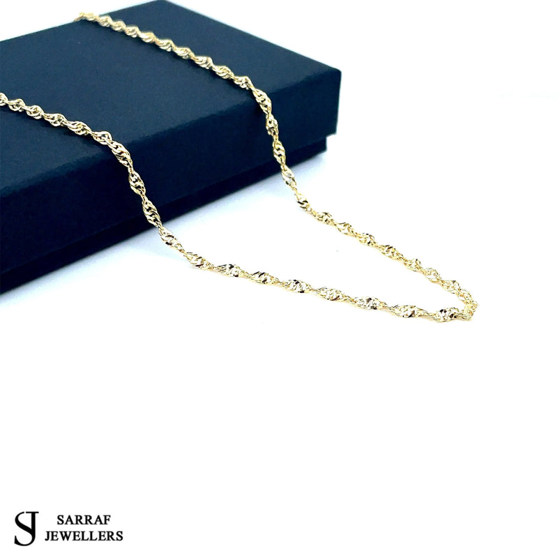 9ct Yellow & White Gold Singapore Chain | Shop Online Sarraf Jewellers UK - Sarraf Jewellers