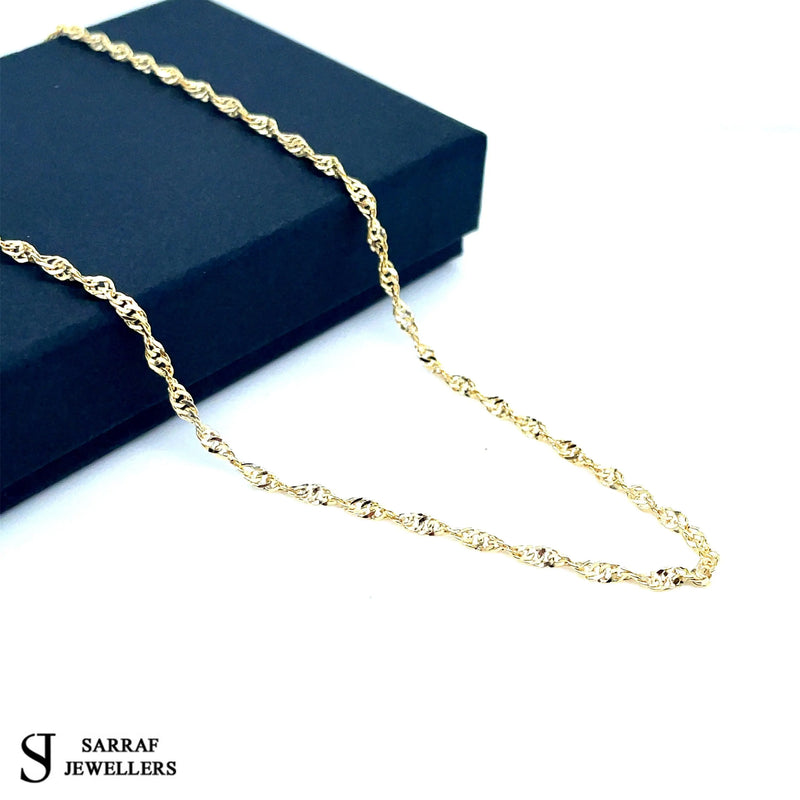 9ct Yellow & White Gold Singapore Chain | Shop Online Sarraf Jewellers UK - Sarraf Jewellers