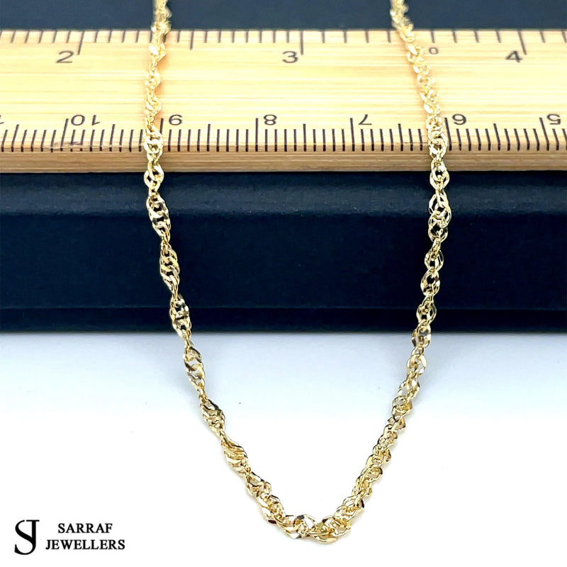 9ct Yellow & White Gold Singapore Chain | Shop Online Sarraf Jewellers UK - Sarraf Jewellers