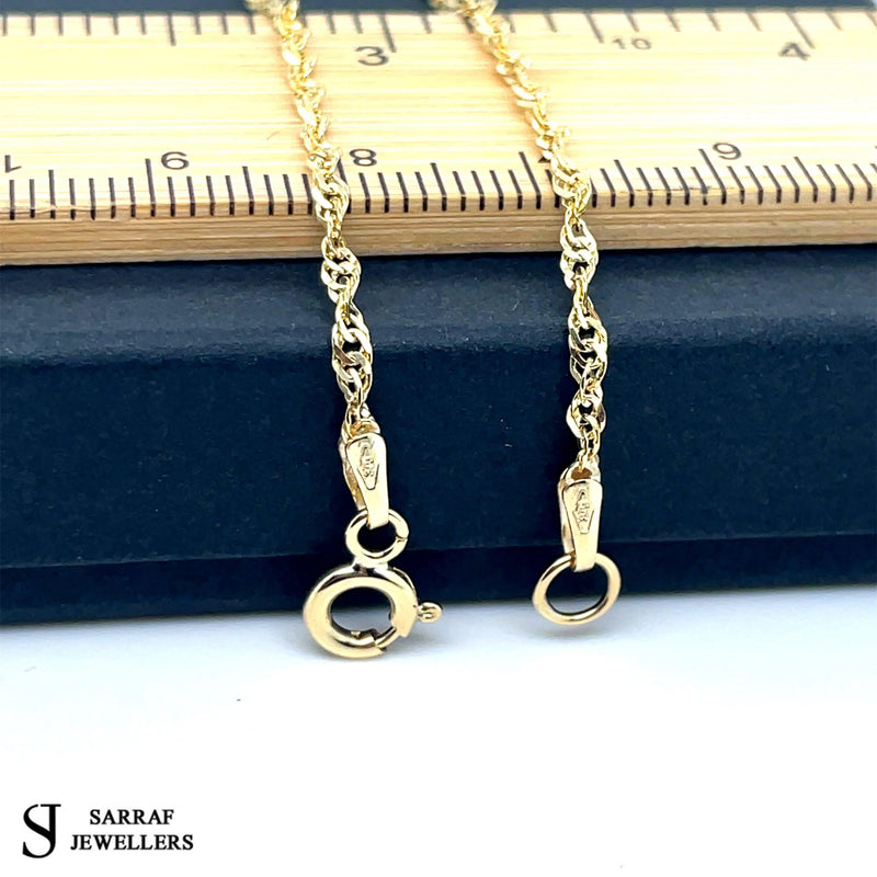 9ct Yellow & White Gold Singapore Chain | Shop Online Sarraf Jewellers UK - Sarraf Jewellers