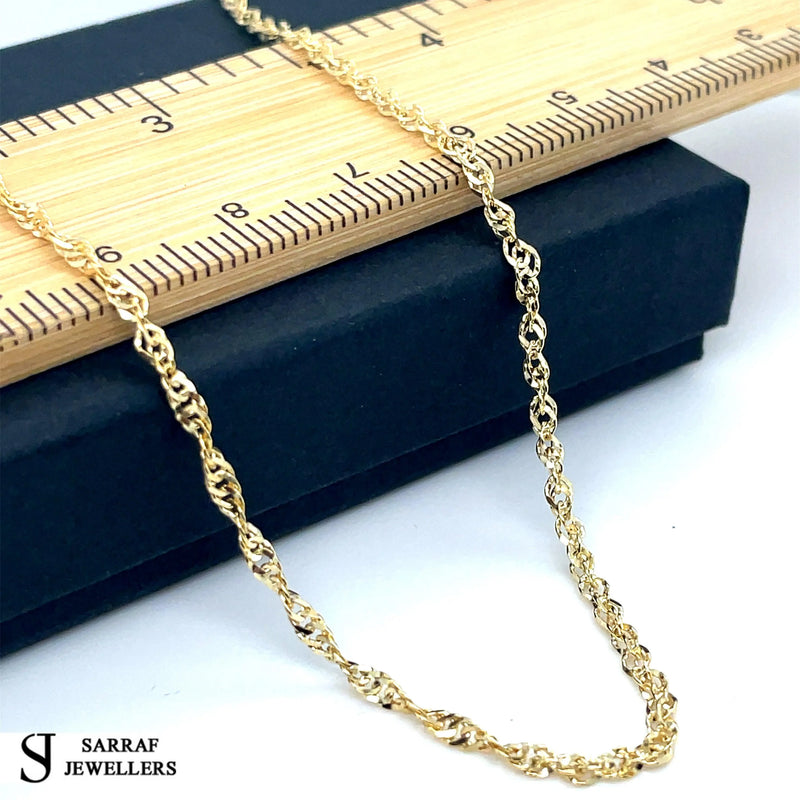 9ct Yellow & White Gold Singapore Chain | Shop Online Sarraf Jewellers UK - Sarraf Jewellers