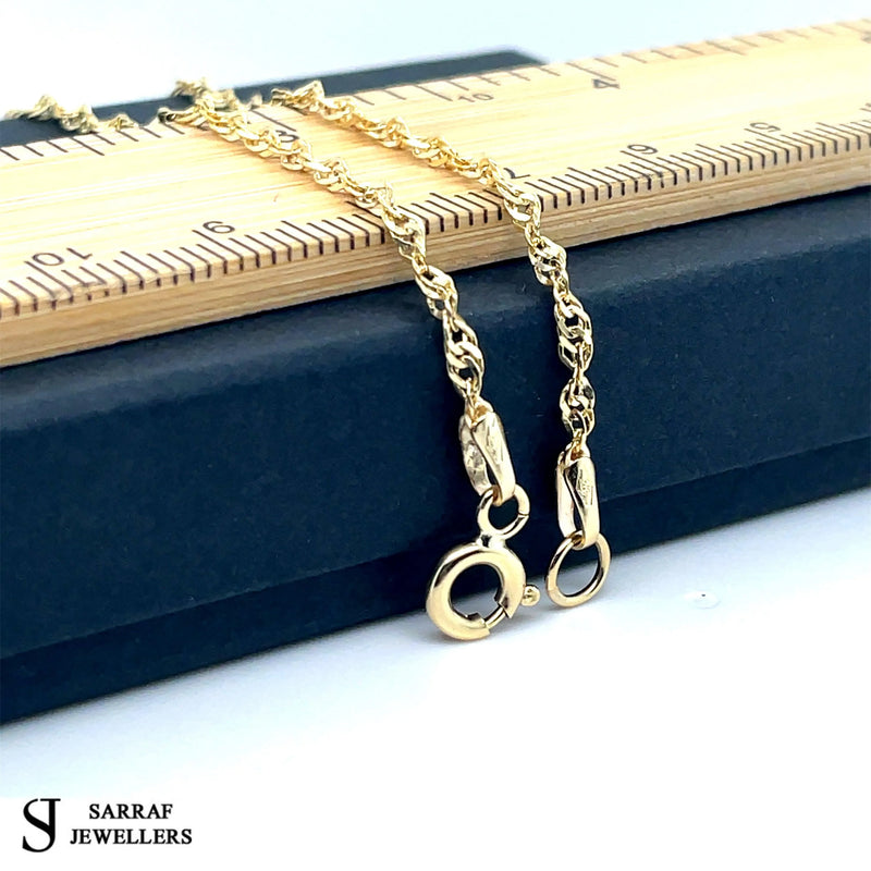 9ct Yellow & White Gold Singapore Chain | Shop Online Sarraf Jewellers UK - Sarraf Jewellers