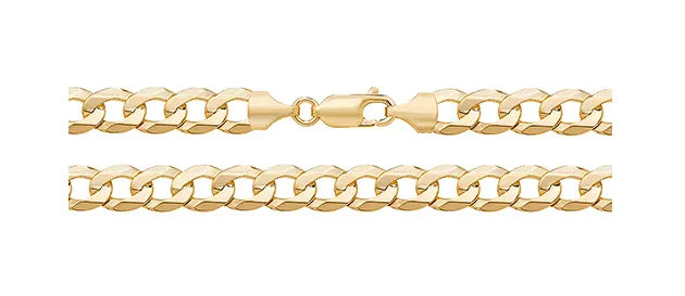 9ct Yellow Gold Bevelled Flat Curb Chain Necklace | Sarraf Jewellers UK - Sarraf Jewellers