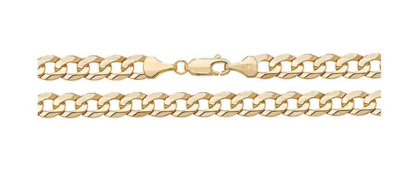 9ct Yellow Gold Bevelled Flat Curb Chain | Shop Online Sarraf Jewellers - Sarraf Jewellers