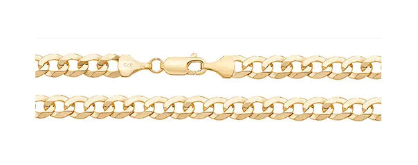 9ct Yellow Gold Bevelled Flat Curb Chain | Shop Online Sarraf Jewellers UK - Sarraf Jewellers