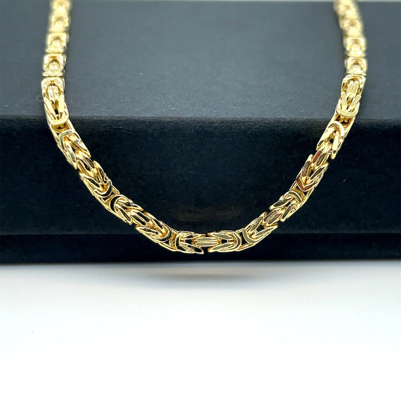 9ct Yellow Gold Byzantine Bali Link Bracelet Plain Design UK Hallmarked | Shop Online Sarraf Jewellers UK - Sarraf Jewellers