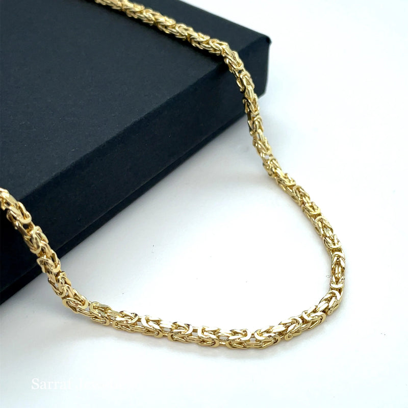 9ct Yellow Gold Byzantine Bali Link Bracelet Plain Design UK Hallmarked | Shop Online Sarraf Jewellers UK - Sarraf Jewellers