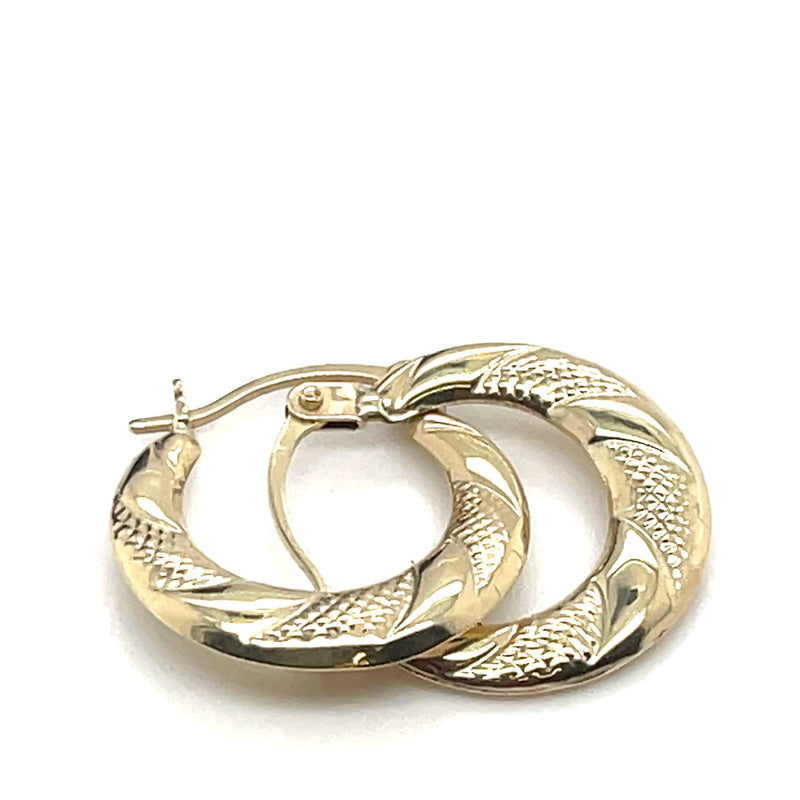 9ct Yellow Gold Earrings, Victorian Creole Hoop, Gold Creole Earrings 8mm - Sarraf Jewellers