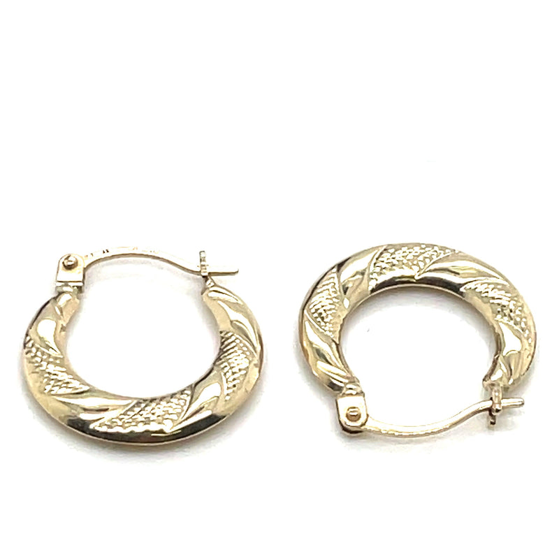 9ct Yellow Gold Earrings, Victorian Creole Hoop, Gold Creole Earrings 8mm - Sarraf Jewellers