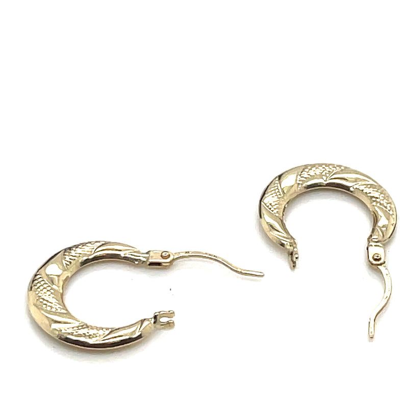 9ct Yellow Gold Earrings, Victorian Creole Hoop, Gold Creole Earrings 8mm - Sarraf Jewellers