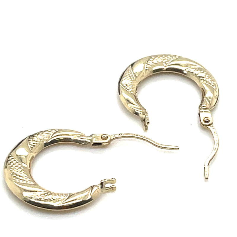 9ct Yellow Gold Earrings, Victorian Creole Hoop, Gold Creole Earrings 8mm - Sarraf Jewellers