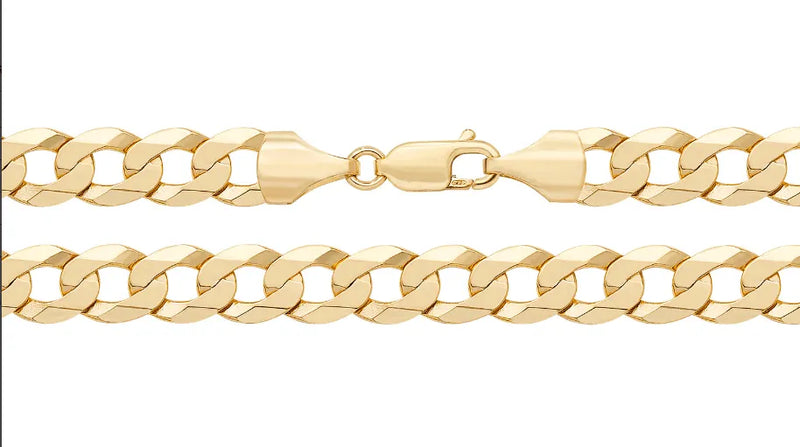 9ct Yellow Gold Flat Bevelled Curb Chain Necklace | Sarraf Jewellers UK - Sarraf Jewellers