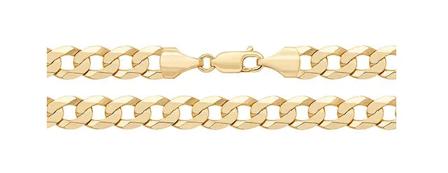 9ct Yellow Gold Flat Bevelled Curb Chain Necklace | Sarraf Jewellers UK - Sarraf Jewellers